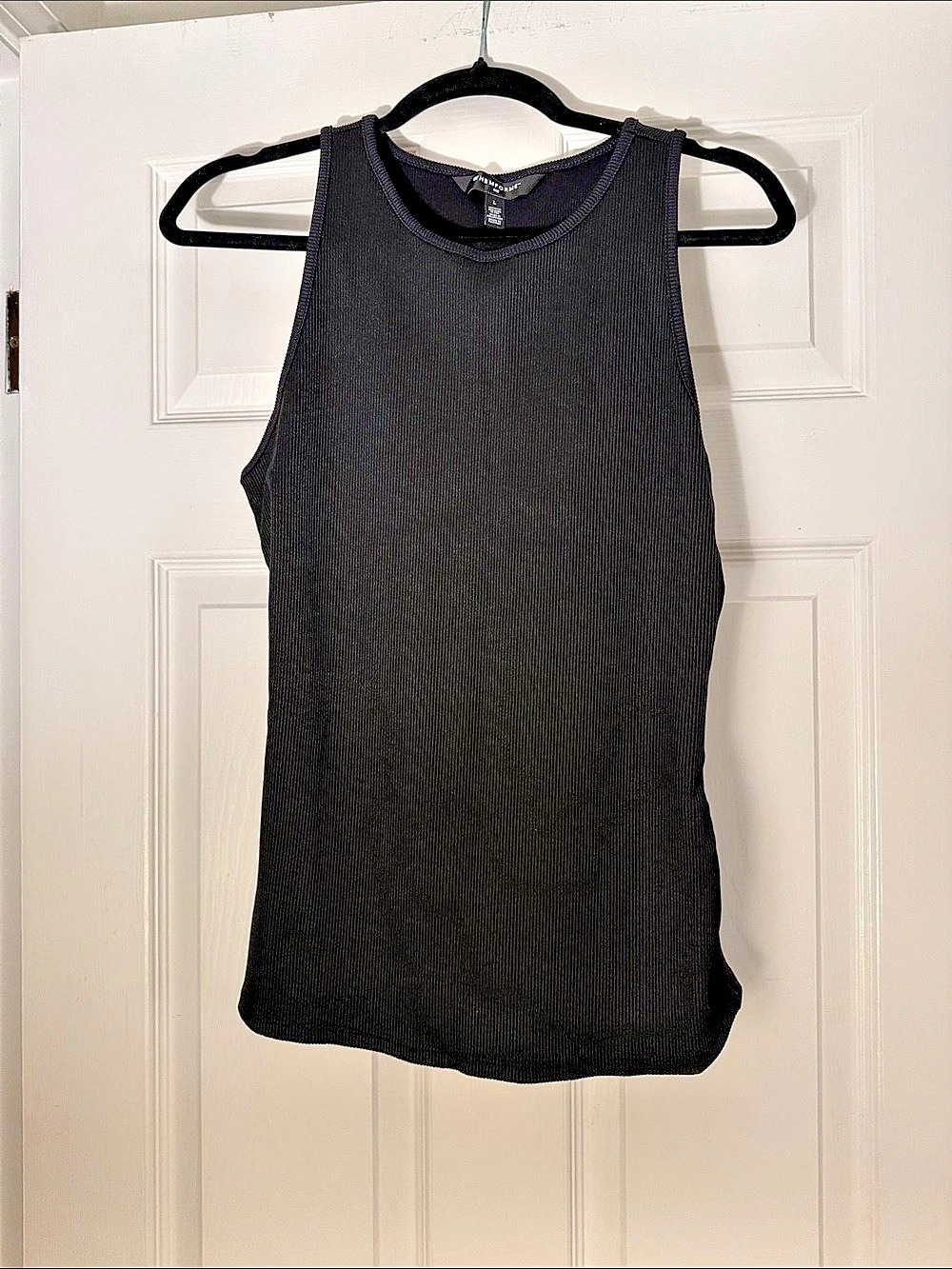 White House Black Market WHBM FORME Ribbed Stretch Tank Black